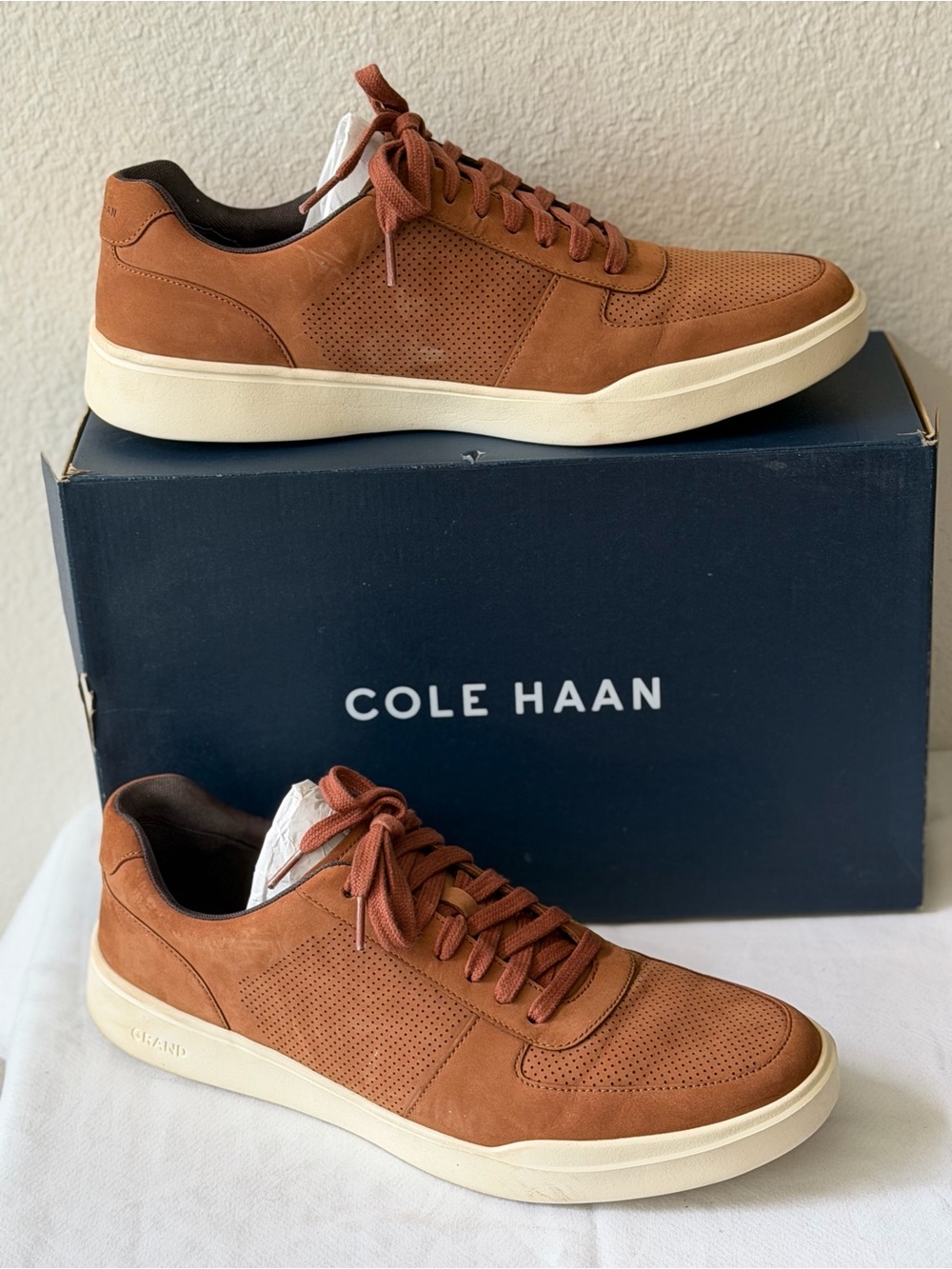 Cole Haan Men's Rust Brown Leather Low-Top Sneakers